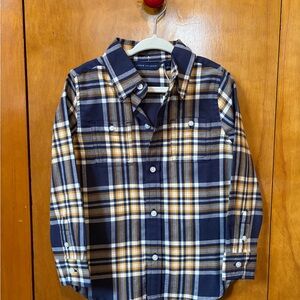 New Size 3 Janie and Jack Blue and Gold Plaid Flannel Shirt